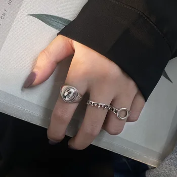S925 sterlingas sidabro sklandžiai atidaryti rodomojo piršto žiedą moterų korėjos paprastas šalto mados internete celebrity Japonija asmenybės švieži