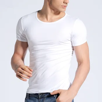Vyrų vasara o-kaklo, medvilnės ankštų vientisos spalvos trumpas rankovėmis marškinėliai basic marškinėliai