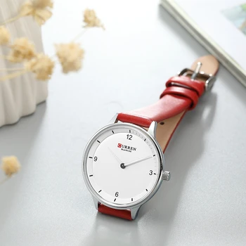 CURREN Mados Paprastų Moterų Laikrodžiai Odos Laikrodį Žiūrėti Moteris Karšto Pardavimo Ponios Žiūrėti Kvarcinis Analoginis Laikrodis atsparus Vandeniui
