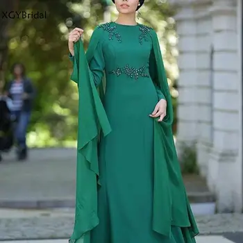 Naujas Atvykimo Musulmonų Vakaro Suknelės Ilgai Nėrinių Appliques Chiffion Dubajus Islamo Vestido De Noche Oficialią Suknelės 2021