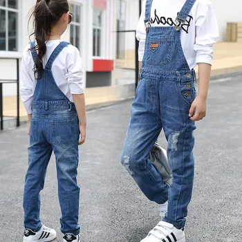 Vaikai džinsinis kombinezonas 2019 m. pavasario mergaitės kaubojus petnešos kelnės vaikams korėjos diržas kelnes 4 iki 13 metų baby džinsai drabužiai