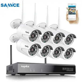 SANNCE 8CH Belaidė VAIZDO stebėjimo Sistema 1080P 2.0 MP NVR IP IR-CUT Lauko CCTV Kameros, IP Apsaugos Sistemos, Vaizdo Stebėjimo Komplektas