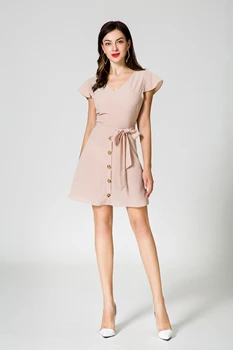 ZOGAA suknelė elegantiškas 2020 Naują atsitiktinis suknelė vasaros suknelė 4 spalvų V-Kaklo, Kietas Trumpą Kelio Ilgis dydis S-XXL suknelė moterims