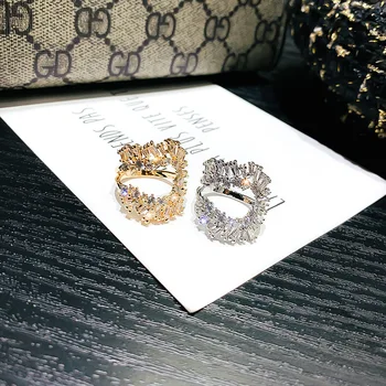 USTAR Visą Kristalų Geometrinis vestuviniai Žiedai moterims, Moteriška piršto midi Sužadėtuvių žiedai Papuošalai Atidarymo reguliuojamo dydžio dovanos