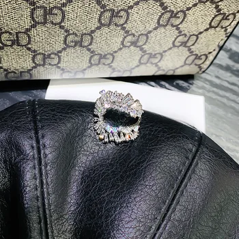 USTAR Visą Kristalų Geometrinis vestuviniai Žiedai moterims, Moteriška piršto midi Sužadėtuvių žiedai Papuošalai Atidarymo reguliuojamo dydžio dovanos