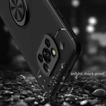 KEYSION atsparus smūgiams Atveju Xiaomi POCO X3 NFC Minkšto Silikono Magnetinės Metalo Žiedas, Stovas Telefono galinio dangtelio Pocophone X3 NFC