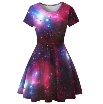 11 Spalvų, Vasaros Suknelė Moterų Suknelės, 3D Spausdinimas Galaxy Gražus Padažu Ponios Spalvinga Drabužius Femme Atsitiktinis Suknelė S-XL