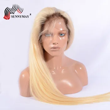 Sunnymay 4T613 Visiškai Nėrinių Žmogaus Plaukų Perukai Blond Spalva Brazilijos Remy Plaukų Prieš Nupeštos Visiškai Nėriniai Perukas Su kūdikio Plaukų 130% Tankis