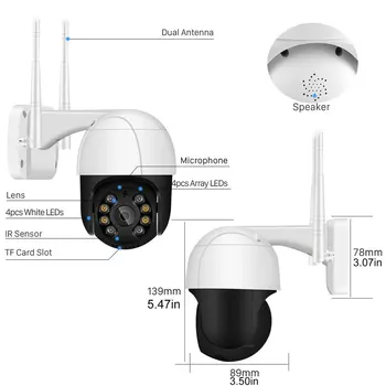 1080P WIFI HD Full Naktinio Matymo IP Kameros Bevielio Lauko Vandeniui Kamuolys CCTV Saugumo Stebėsenos Balso Domofonas