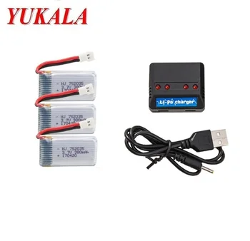 YUKALA 3.7 V 380mAh Lipo Baterija + USB Įkroviklio Atsarginių Dalių X4 H107 H107L H107D JD385 JD388 Baterija 3.7v380mah