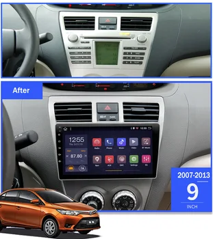 9 colių ekranas, Android 8.1 automobilių dvd Multimedijos grotuvo Toyota Vios Yaris 2007-2013 M. Belta gps navigacija, automobilių Radijas nr. 2 din dvd