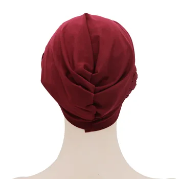 Vientisos spalvos kaktos kryžiaus Turbaną bžūp moterų Musulmonių galvos apdangalas Vidinis hijabs variklio dangčio Arabų apvyniokite galvą ponios hijab kepurės galvos skara