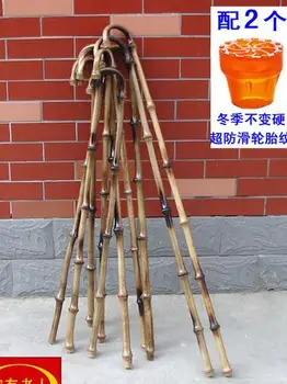 Natūralaus medžio cukranendrių cukranendrių bambuko lazdelių vienas senas light stick Pratęstas Šokių Stick pėsčiųjų kelionių pal ramentais, todėl vyresnio amžiaus