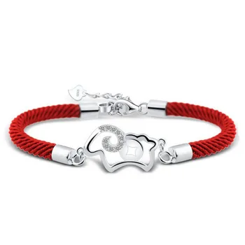 925 sterlingas sidabro mados raudona virvė mažai avių kristalų ponios'bracelets papuošalai gimtadienio dovana didmeninės