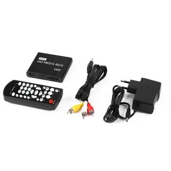 Mini Full 1080p HD Media Player Lauke MPEG/MKV/H. 264 HDMI, AV, USB + Nuotolinio Paramos MKV / RM-SD / USB / SDHC / MMC HDD-HDMI