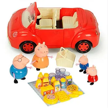 Peppa Pig Serijos Švietimo Vaikai Žaislų Mados Prabanga Vila Sportinių Automobilių Šeima Visą Vaidmenis Lėlės Veiksmų Skaičius, Modelis Vaikams Dovanos