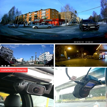4K Ultra 1080P HD Car DVR kamera Automobilio Brūkšnys cam su 170 Laipsnių Galinio vaizdo Kamera Naktinio Versija 2160P Full HD GPS Dual Lens Auto Dashcam