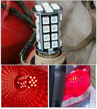 2x 48 SMD Raudona Klaidų 1157 BAY15D P21/4W Dual Kaitrinės, LED Lemputes, m/ Atšvaitas Veidrodis Dizaino automobilių Atsarginės Stabdžių Stabdymo Žibintai