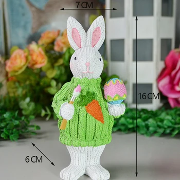 Easter Bunny Figūrėlės Mezgimo Apdaila Sėdėjimą Polyresin Triušių Sodo Gyvūnų Statulos, Atostogų Dovanų Darbalaukio Ornamentu