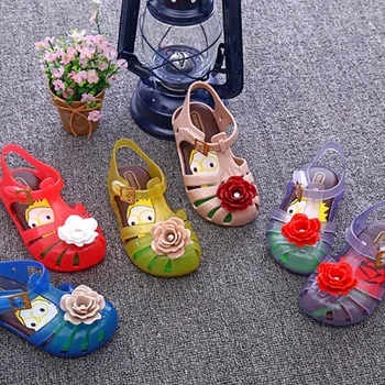 Vaikų Batai Vaikams Mergina Melissa Mini Romų sandalai Vaikų Princesė rožė gėlių Batai Vaikams, PVC Vasaros Batai SH107