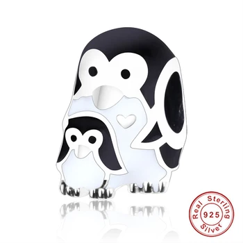 Autentiškas 925 Sterlingas Sidabro Mielas Pingvinai Granulių Žavesio Tinka Pandora Apyrankes 