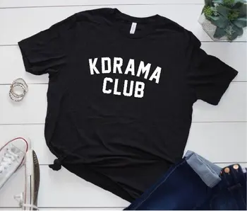 K dramos Klubas laiškas spausdinti tees kpop grafinis trumpas rankovės hipster korėjos moterų marškinėliai grynos medvilnės marškinėliai estetinį jaunimo drabužių