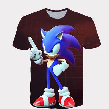2020 metų Vasaros Berniukai Animacinių filmų Sonic Marškinėliai ežys sonic t-shirt 3D Atspausdintas Viršūnes Berniukai Streetwear Drabužius Paauglys Vaikų Viršūnės