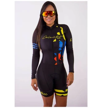 2020 Profesionalus Moterų Triatlonas ilgomis Rankovėmis Skinsuit Nustatyti Maillot Ropa Ciclismo Kafitt MTB Dviratį Drabužius Jumpsuit Rinkiniai Plonas Padas