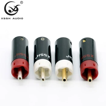 4pcs/8pcs XSSH audio Aukštos Kokybės Hifi DIY 6mm 8mm Aukso ar Sidabro padengtą Žalvario RCA Plug Auido Jungtis