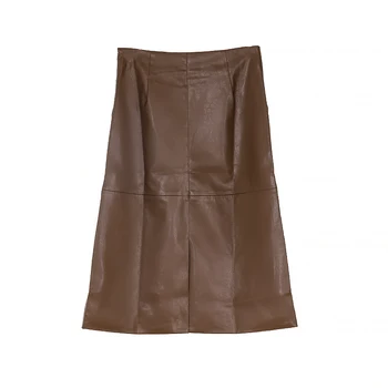 Toppies rudens žiemos dirbtiniais odos sijonai moterims aukšto liemens sijonas Black PU-line streetwear korėjos Mados