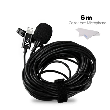 YC-LM22 6m Profesinės Lavalier Žaibo Mikrofonas skirtas iPhone XS X/8/8 Plius/6/7 Plius 
