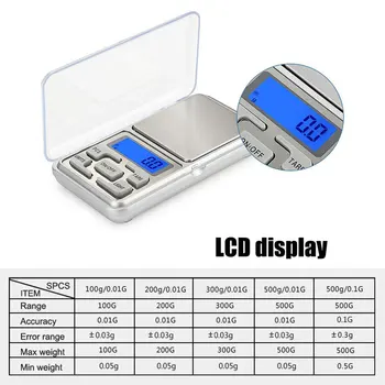 Anpro 100g/200g/300g/500g 0.01 g /0,1 g Elektroninis LCD Ekranas Skaitmeninis Virtuvės Svarstyklės Mini Pocket Papuošalai Tikslumo Svarstyklės