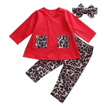 3pcs Boutique Bamblys Vaikams Baby Girl Leopard 