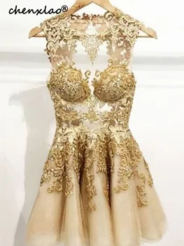 Trumpas/Mini-Line/Princess Bateau Rankovių Aplikacijos Tiulio Homecoming Suknelės, Šaliai, Chalatai Baigimo Suknelė