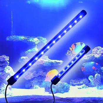 ES Plug Akvariumas Šviesos Žuvų Bakas Vandeniui LED Šviesos Juosta Vandens Lempos, Povandeninis 17cm Liuminescencinės Nardymo Šviesos Mėlyna ir Balta
