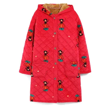 Žiemos Naujas Flanelė Homewear Intymus Apatinis Trikotažas Kimono Skraiste Sleepwear Gobtuvu Senoji Naktiniai Drabužiai Šiltų Namų Drabužių Pižamą