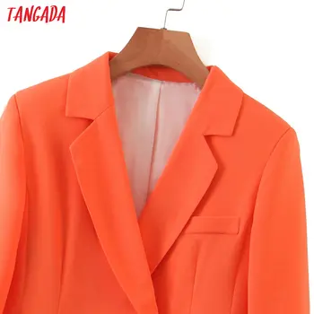 Tangada moterų orange dvigubo breasted ziajać kostiumas nustatyti švarkas švarkas & kelnių, kelnių 2 vienetų rinkinį 