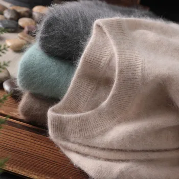 Vyrai's gryno Mink Kašmyrui Megztiniai Minkštas Šiltas O-Kaklo Atsitiktinis Puloveriai Žiemos ilgomis Rankovėmis Aukštos Quanlity Viršūnes 17Colors Džemperiai