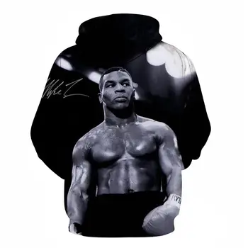 Boksininkas Mike Tyson (Mike Tyson), įamžintas boksas arklių bokso gerbėjų ilgomis rankovėmis sporto hoodie