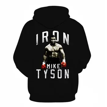 Boksininkas Mike Tyson (Mike Tyson), įamžintas boksas arklių bokso gerbėjų ilgomis rankovėmis sporto hoodie