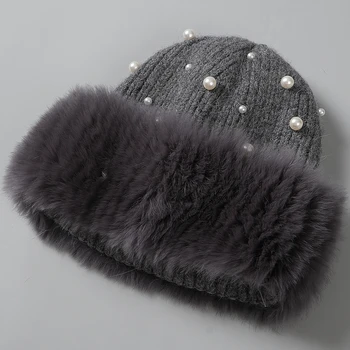 Megzti triušio kailio, sumaišytus vilnonių skrybėlių, madingų pearl fox meškėnas kailių kamuolys, rex triušio kailiu šiaudų skrybėlę ir skara rinkinys