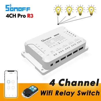 Sonoff 4CH Pro R3 / 4CH R3 Smart Wifi Relės Perjungimas Modulis 4 Kanalu, 433 RF / eWeLink App Kontrolės, Darbo Su Alexa 