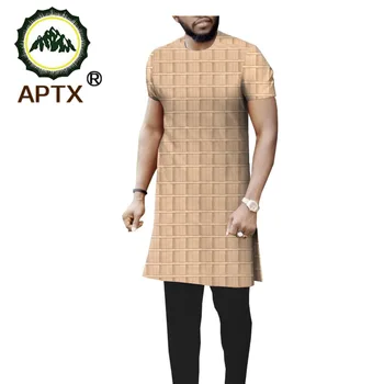 APTX Musulmonų Marškinėliai vyrams specialiai pagaminti žakardo audinio vyriški trumpomis rankovėmis, šone ritininės ilgai marškinėliai T1912001
