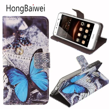 3D Gėlių Odos flip Case For Huawei Y5 II galinį dangtelį Telefono Turėtojas 