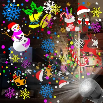 Kalėdų Projektoriaus Lempa AC85V-240V 16 Nuotraukos Super Šviesus Modelis Sukasi Patalpų Naktį Šviesos Miegamojo Puošimas Gimtadienio Dovana
