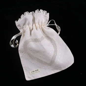 B020 : 12pieces Smėlio ramės (kiniškosios dilgėlės medvilnės vertus, siuvinėjimo Drawnwork dovana Saugojimo krepšiai kelionės pouchs Raišteliu krepšiai
