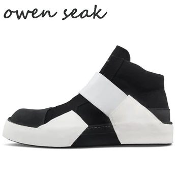 18ss Owen Seak Atvykimo Vyrų Atsitiktinis Drobė Batai High-TOP Kulkšnies Prabanga Instruktorių Sneaker Rock Batai, Prekės ženklo Butai Juodi Batai