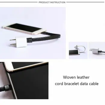 Lauko Nešiojamų Odos Mini Micro USB Apyrankė Įkroviklis Duomenų Įkrovimo Kabelis Sinchronizavimo Laidą iPhone6 6s 