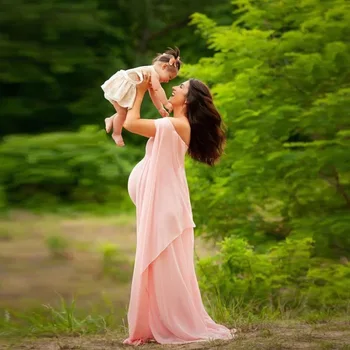 Seksualus Shoulderless Motinystės Suknelės Už Nuotrauką Šaudyti Ilgai Išgalvotas Nėštumo Šifono Suknelė Nėščioms Moterims Maxi Suknelė Fotografijos Prop