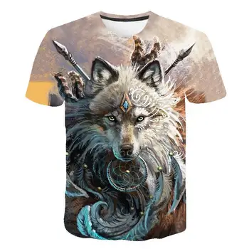 2019 Naujausias Wolf 3D Spausdinimo Gyvūnų Kietas Juokingi Marškinėliai Vyrams trumpomis Rankovėmis Vasaros Viršūnes Tee Marškinėliai T Shirt Vyrų Mados marškinėlius Vyrų 6XL